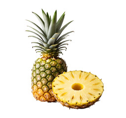 fresh juicy pineapple on empty white background