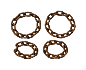 Halloween rusty iron chain loops isolated on transparent background.