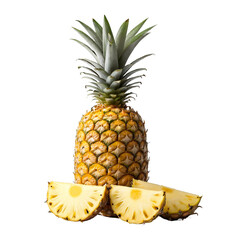 fresh juicy pineapple on empty white background
