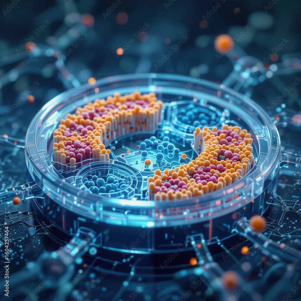 Aufkleber enzyme engineering medicine concept. abstract visualization of molecular structures in a futuristic 