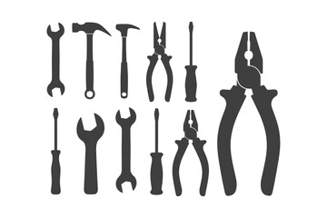 Hand Tools Set Vector Icons Wrench Hammer Screwdriver Pliers and More