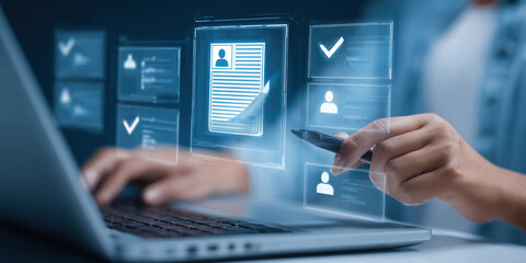 Recruitment and candidate selection process showcasing HR professionals using digital tools to evaluate talent and identify career opportunities, ensuring workforce success and organizational growth.