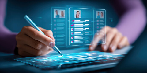 Recruitment and candidate selection process showcasing HR professionals using digital tools to evaluate talent and identify career opportunities, ensuring workforce success and organizational growth.