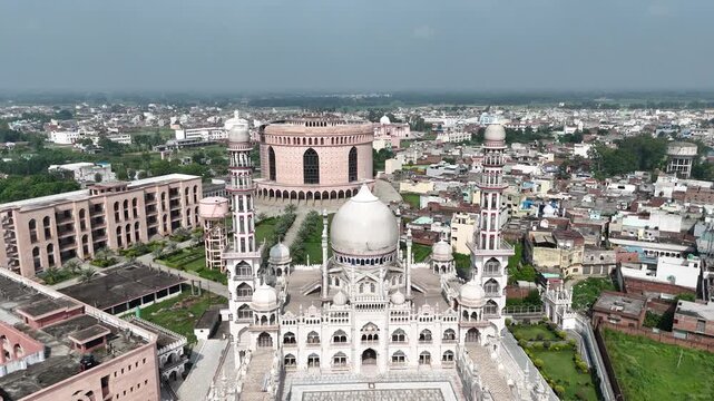 An arial 4k footage of Masjid Rasheed at Darul Uloom Deoband, Saharanpur