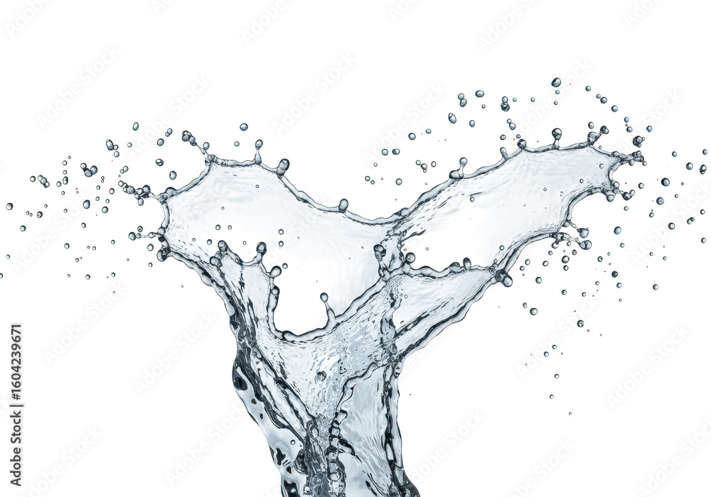 Aufkleber a dynamic water splash with many droplets frozen in motion against a transparent background