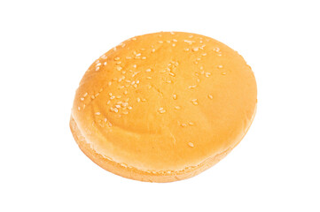 Fresh hamburger buns isolated on white background. top view