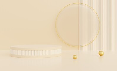 Beige podium, beige background for displaying fashion products, cosmetics, beauty, premium natural spa, 3D illustration.
