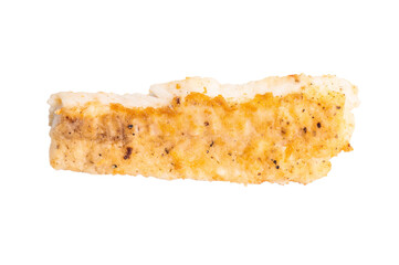 Baked Cod fish fiilet, fried whitefish meat isolated on white background
