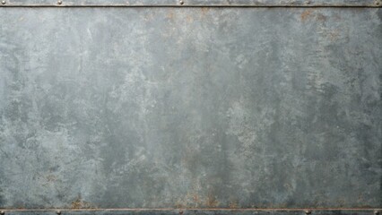 A gray metal background with a textured surface and riveted frame creates an industrial backdrop
