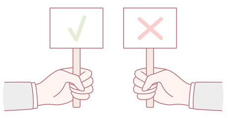 An illustration depicting both check and cross signs, aiding in achieving clear decision making and evaluations