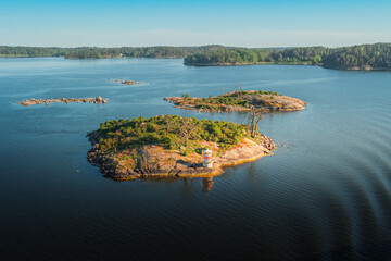 Island with a lighthouse in the Stockholm archipelago