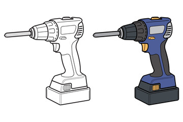 充電式電動ドリルドライバー［カラー＆線画］