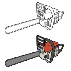 チェーンソー［カラー＆線画］