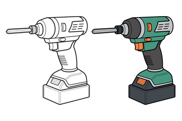 充電式電動インパクトドライバー［カラー＆線画］