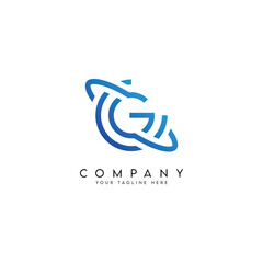 Letter CG GC logo design with orbit ring planet style vector icon.