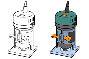 電動トリマー［カラー＆線画］