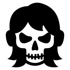 Feliz Halloween. Día de los muertos. Disfraz de zombi. Icono con cabeza de mujer joven con máscara de calavera