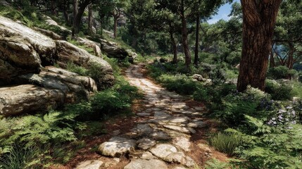 Scenic Forest Trail in Natural Park