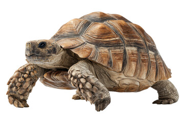 Obraz premium Tortoise walking in nature wildlife photography outdoor setting. Isolated on transparent background, png.