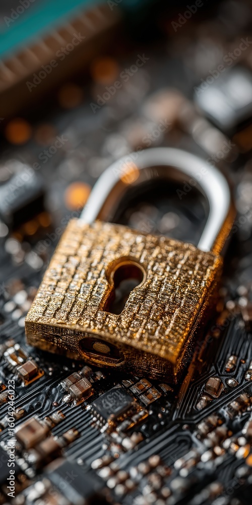 Aufkleber secure lock on circuit board for data protection