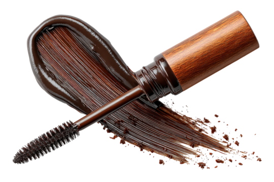 Brown Mascara Wand and Texture Stroke Luxury Makeup Natural Wooden Handle Cosmetics Beauty Product