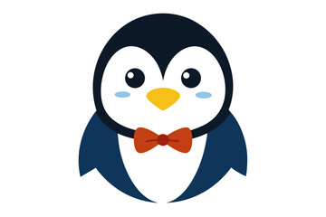 Naklejka premium Charming Penguin Face with Bowtie Grin on White Background