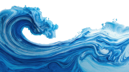 Abstract Ocean Waves: Fluid abstract ocean waves with deep blues and soft, dynamic strokes, isolated on a Transparent background, PNG file.