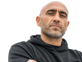 Obraz premium Confident man portrait outdoor setting lifestyle photography close-up. Isolated on transparent background, png.