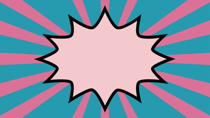 Pink Comic Frame with Sunburst