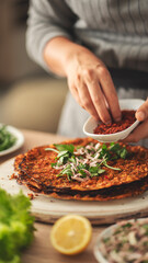 Delicious traditional Turkish lahmacun pita