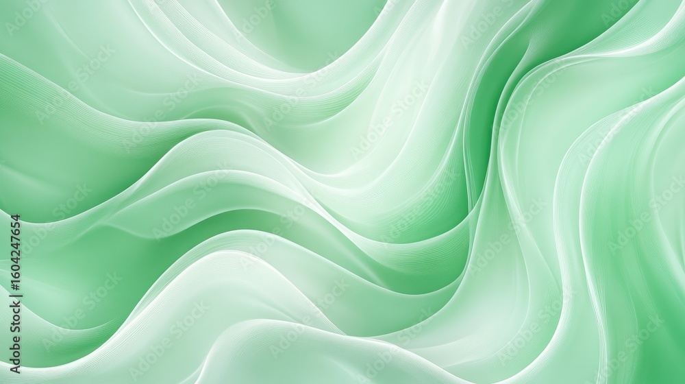 Poster abstract green waves fluid background with curving lines pattern texture design
