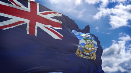 flag of falkland Islands. falkland islands flag close up. falkland islands flag endless loop.