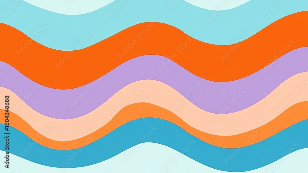 Poster abstract wave pattern with pastel colors in a smooth, wavy layered texture