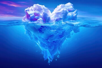 Fototapeta premium ice cubes in water like a heart