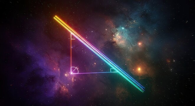 Neon triangle in a cosmic background - Powered by Adobe