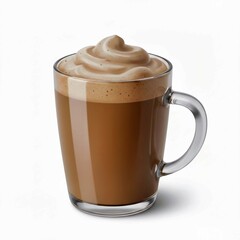 cup of coffee with chocolate, Exquisite glass of hot chocolate latte topped with fluffy whipped cream and cocoa powder for a cozy winter beverage isolated on transparent background