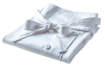 Folded white shirt with tie crisp fabric minimalist wardrobe sustainable fashion clothing elegant