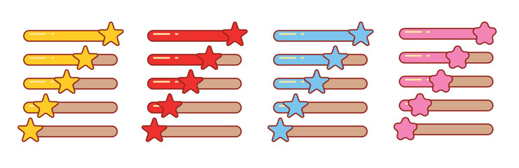 Cute Colorful Rating Bars with Stars – Game UI Elements