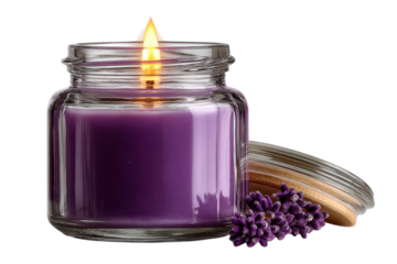 Purple Lavender Candlelight Serene Flame Aromatherapy Home Fragrance Relaxation Mood Lighting Jar