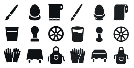 Cooking and kitchen silhouette icons set – solid, filled, culinary and utensil symbols