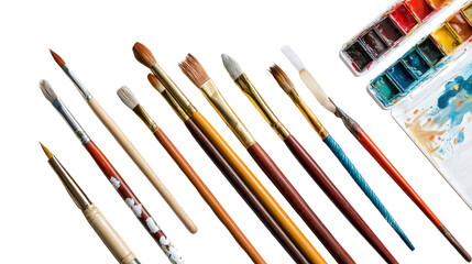 Fototapeta premium Artistic Pencil and Sketchbook: A flat lay of an artistic pencil and sketchbook with a finished sketch, isolated on a Transparent background, PNG file.
