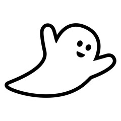 Feliz Halloween. Icono de fantasma sonriente volador con líneas 