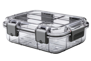 Clear Storage Box Container with Gray Clamps Waterproof Plastic Case Transparent Organizer Solution