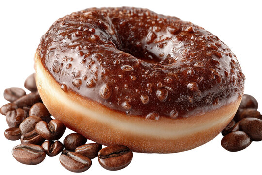 Chocolate Glaze Donut with Fresh Roasted Coffee Beans Delicious Morning Treat Dessert Indulgence
