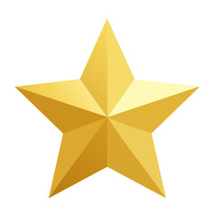 Fototapeta premium Gold star illustration on black background for decoration or award concept. A shiny, geometric five pointed star for design elements.