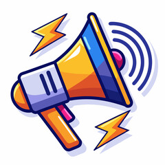 Electric megaphone icon with sound wave on a white background 