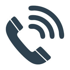 Phone receiver with sound waves Icon for communication connection service Contact support Hotline customer service Minimalist design