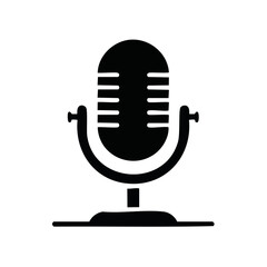 Classic microphone icon illustration for audio podcasting recording studio equipment