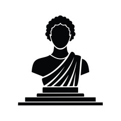 Ancient Sculpted Bust Depicting Dignified Citizen Statue on Pedestal Stand