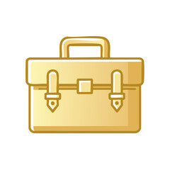 Gold Briefcase Icon Illustration, Business Document Case Symbol, Stylish Portfolio with Latch